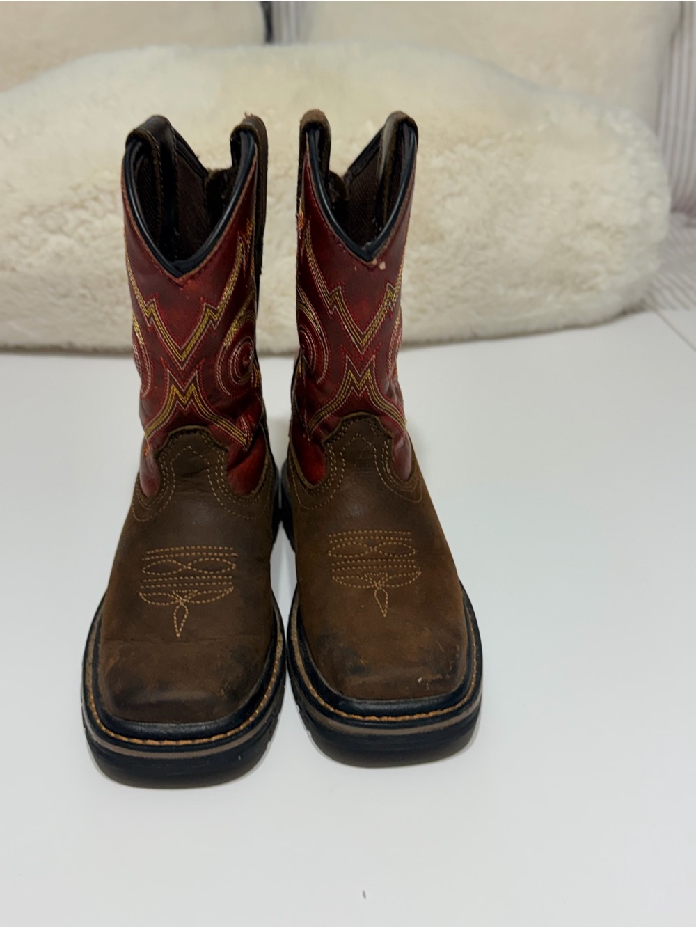 Georgia Boot Kids Brown and Red Western Pull-On Boots